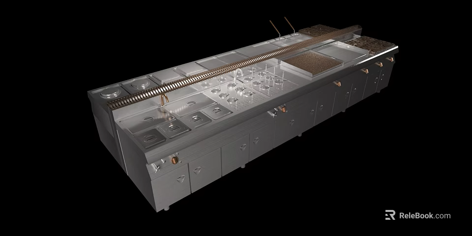 Industrial Functional Table With Metal Construction Multiple Drawers And Worktop 3d model 
