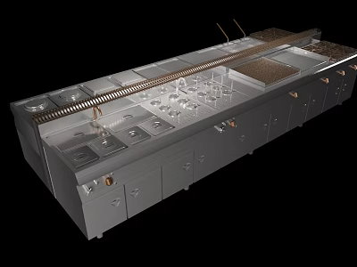 Industrial Functional Table With Metal Construction Multiple Drawers And Worktop 3d model