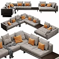 Modern Brown Leather Sectional Sofa with Plush Cushions Soft Throw Blanket and L shaped Design
