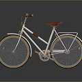 Classic White Bicycle With Red Saddle And Gold Accents Retro Design