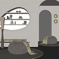 Silky Sofa Stool Sofa Cushion Storage Rack Floor Lamp 3d model