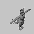 Orange Fur Game Movie Character with Long Ears Tail and Outstretched Arms in Natural Background