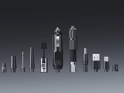 Smart Machines Essential Components Including Connectors Plugs Different Sizes And Accessories 3d model