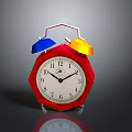 Red Octagonal Alarm Clock With Blue Yellow Bells White Dial And Black Hands
