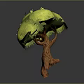 Stylized 3D Model Tree With Green Foliage And Wooden Trunk 3d model