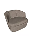 Modern Minimalist Single Sofa Gray Leather Upholstered With Rounded Armrest And Comfortable Seat 3d model