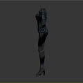 Futuristic Armored Bio Character With Black Armor Purple Glowing Details And Weapon