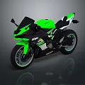 Green Sport Motorcycle With Sleek Design And Black Accents On Wheels