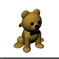 Cute Golden Bear Decorative Ornament Set With Sitting Black Bow Tie And Black Eyes