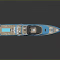 Modern Blue Luxury Yacht With Sleek Design And Upper Deck Features 3d model