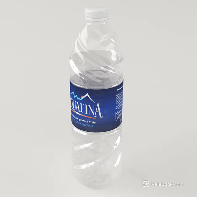 MAFINA Natural Mineral Water In Clear Plastic Bottle With Blue Label And Mountain Design 3d model 
