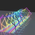 Colorful Interlaced Geometric Tunnel Art Installation With Neon Lines And Reflection