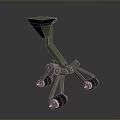 Airplane Landing Gear With Green Metal Structure And Multiple Wheels