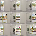 Modern Display Shelves With Multi Layer Racks Top Display Panels And Potted Plants 3d model