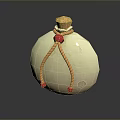 White Moon Shaped Decorative Storage Bottle With Cork Stopper Orange Red Rope And Red Beads