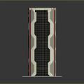 Modern Geometric High Rise Building Model With White Black Exterior And Glass Curtain Walls