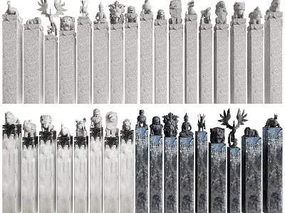 Classical Roman Columns With Stone Carved Capitals And Intricate Ancient Design 3d model