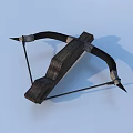 Ancient Crossbow Featuring Wooden Structure Black Bowstring and Metal Parts in Brown Black