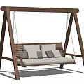 Durable Wooden Swing Bench Play Equipment with Hanging Chains and Comfortable Cushions for Outdoor Use