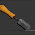 Wooden Handle Trowel with Metal Blade Essential Hardware Tool for Construction Work 3d model