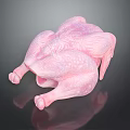 Whole Raw Chicken with Pink Color and Textured Surface on Black Background