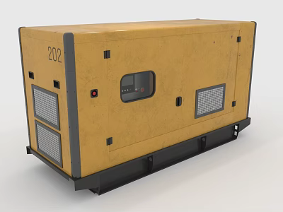 Yellow Generator Unit 202 With Control Panel And Ventilation Grilles 3d model