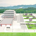 Scenic Traditional Chinese Railway Station With Mountain Views And Green Landscaping