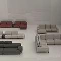 Red Gray Beige Sofa and Coffee Table Set with Various Modern Living Room Designs 3d model