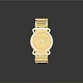 Modern Golden Wristwatch With Link Bracelet And Round Dial Design
