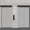 Silver Elevator Doors With Restaurant Meeting Room Toilet And 20F On Gray Wall