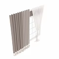 Brown Draped Curtains With White Sheer Panels Hanging By Window With Panes