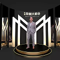 Elegant Photo Check in Spot With Golden Black Decor And Modern Stage Design
