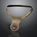 Elegant Vintage Golden Necklace With Intricate Design And Red Gemstone Pendant