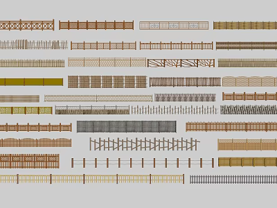 Various Fence Styles With Wooden Metal And Decorative Designs For Outdoor Use 3d model