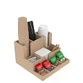 Wooden Tea Bag Organizer With Paper Cups Straws And Tissue Papers
