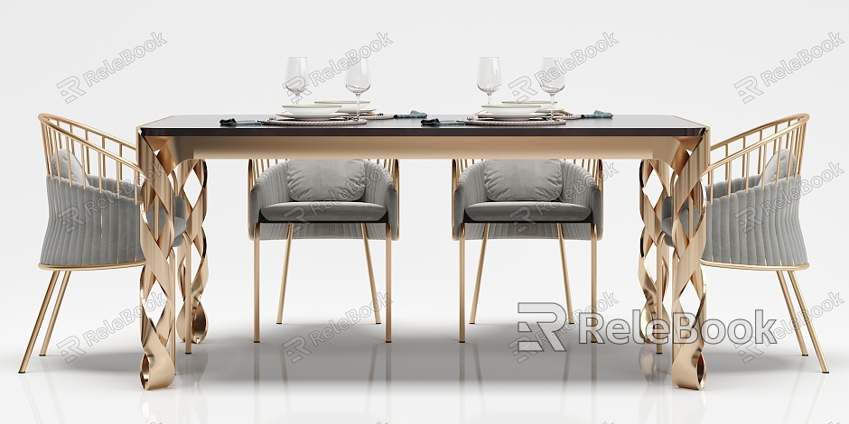 Post-modern dining table and chair combination dining table and chair decoration combination model