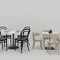 Modern Round and Square Dining Table Sets with Black and Light Wood Chairs 3d model