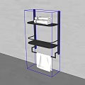 Modern Bathroom Towel Setup with Black Wall Rack Folded and Hanging Towels on Gray Wall