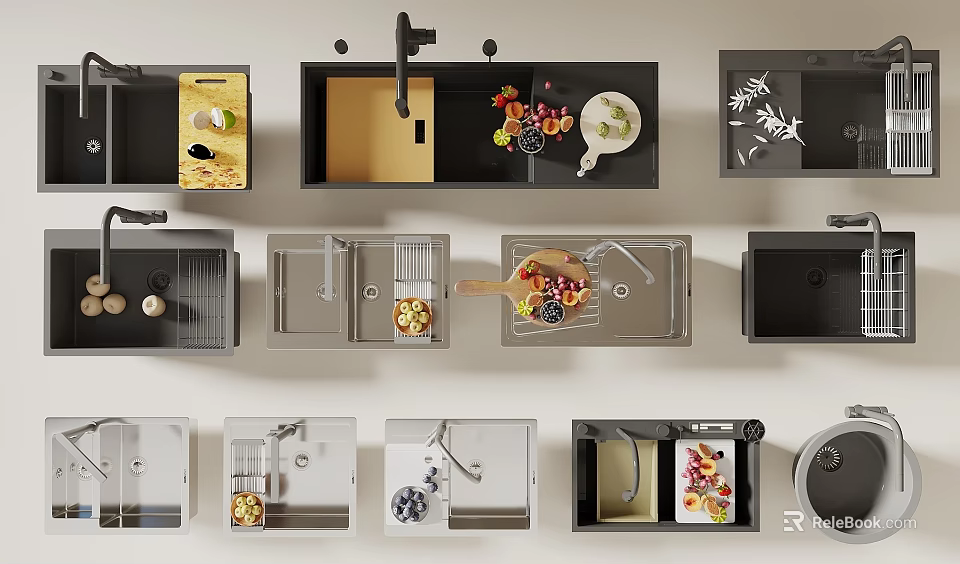 Modern Kitchen Sinks With Various Stylish Designs And Functional Features 3d model
