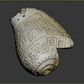 Ancient Turtle Shell Adorned With Intricate Carved Patterns And Textured Surface Details 3d model