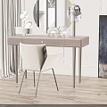 Modern Vanity Table Interior With Round Mirror Glass Vases And Wooden Chair