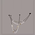 Modern Chandelier With Curved LED Light Strips Gold Accents Crystal Details Contemporary Hanging Fixture