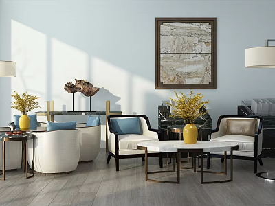 Elegant Modern Kitchen Table And Chair Set With Marble Top And Metal Frame 3d model