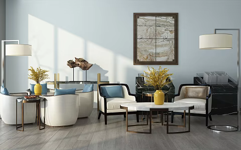 New Chinese Style Table and Chair Combination Table and Chair 3d model