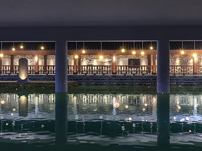 Riverside Trail Decoration on the Lower Side of Road Bridge 3d model