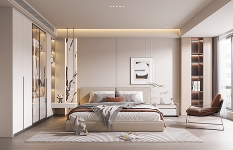 Modern Bedroom Cream Home Bedroom 3d model