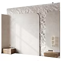 Modern Bed Accent Wall With Textured Finish And Wooden Nightstands