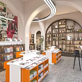 Book Art Themed Library Interior With Arches Bookshelves Sculpture And Modern Lighting