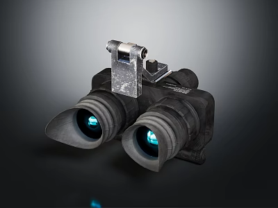 Binocular Night Vision Goggles With Metal Mount And Blue Illuminated Lenses 3d model