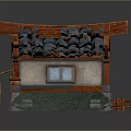 Cartoon Style Traditional Small House With Red Roof And Wooden Fence
